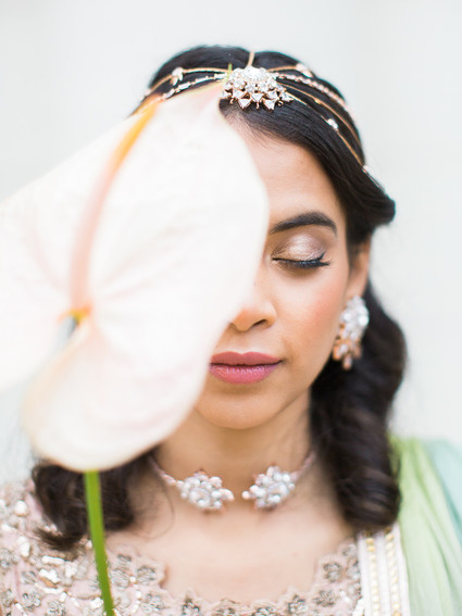 Pastel indian bridal editorial at the Prospect Park boathouse