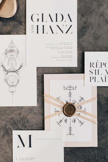 Modern boho wedding stationery set