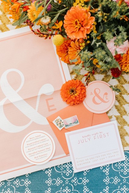 whimsical morning paper inspired wedding invites