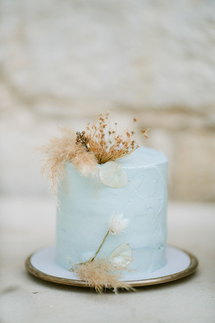 petit pale blue wedding cake