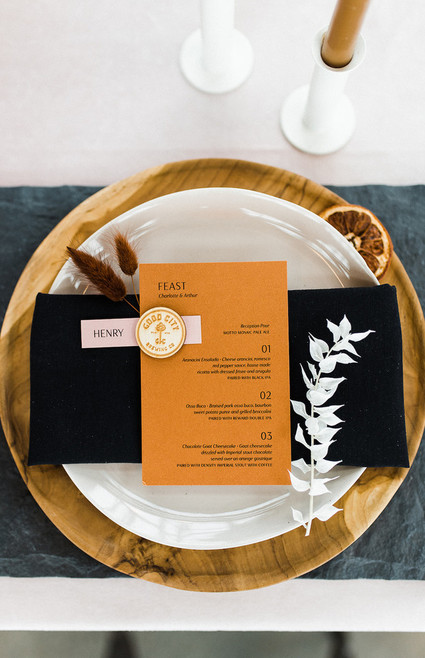 Modern Midwest brewery wedding inspiration with rust and white details