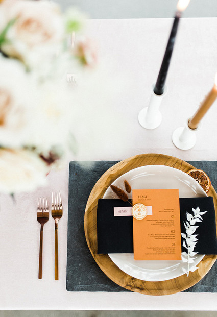 Modern Midwest brewery wedding inspiration with rust and white details