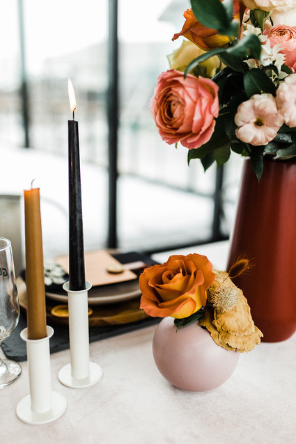 Modern Midwest brewery wedding inspiration with rust and white details