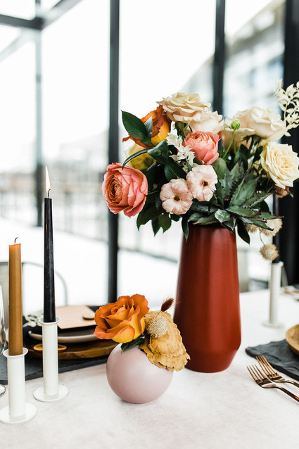 Modern Midwest brewery wedding inspiration with rust and white details