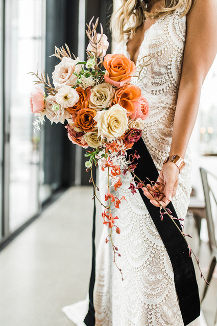 Modern Midwest brewery wedding inspiration with rust and white details Inspiration