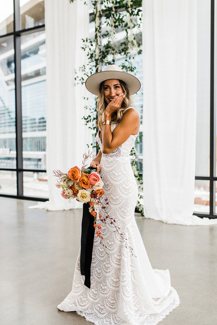 Modern Midwest brewery wedding inspiration with rust and white details