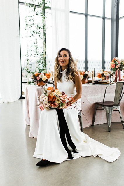 Modern Midwest brewery wedding inspiration with rust and white details