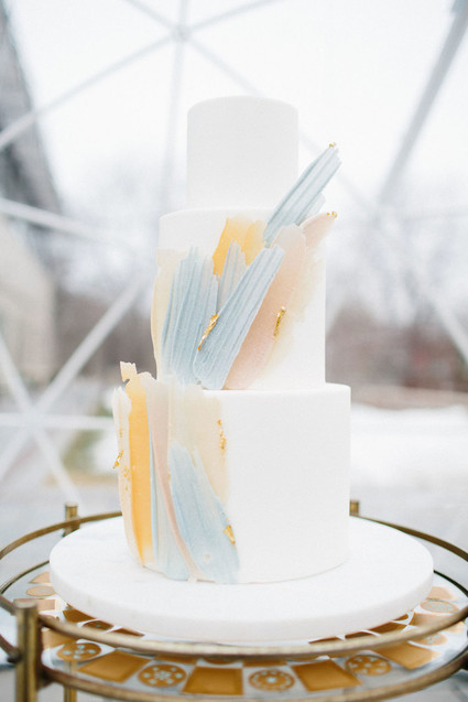 artful winter wedding cake