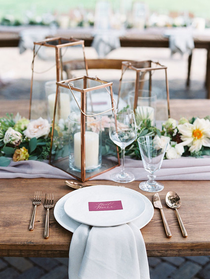 Romantic mauve Maui wedding with the most magical reception setting at Olowalu Plantation House