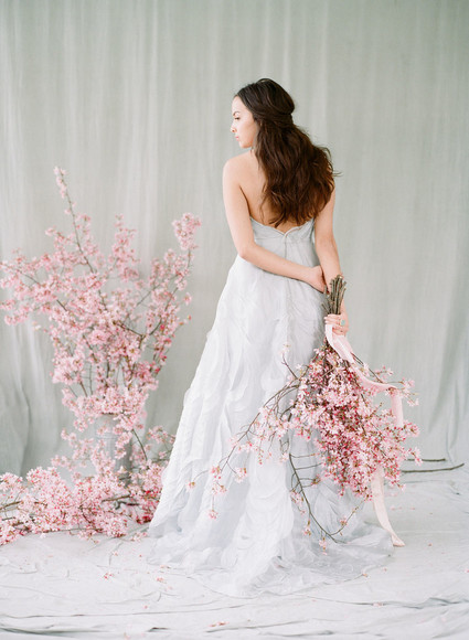 Cherry blossom bridal editorial in Charleston