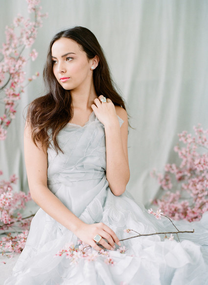 Cherry blossom bridal editorial in Charleston
