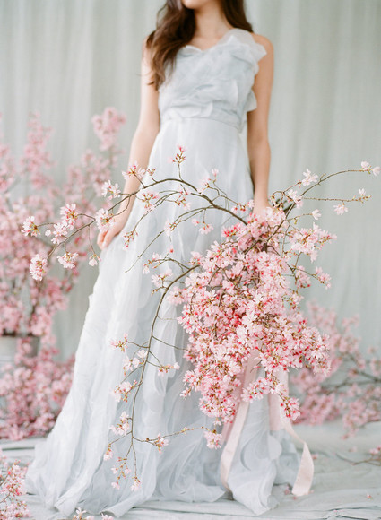 Cherry blossom bridal editorial in Charleston
