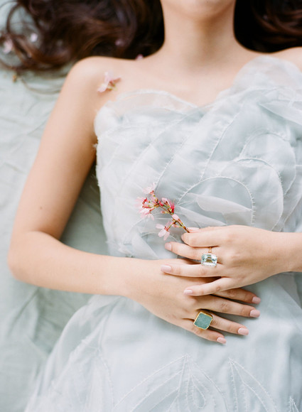 Cherry blossom bridal editorial in Charleston