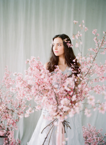 Cherry blossom bridal editorial in Charleston