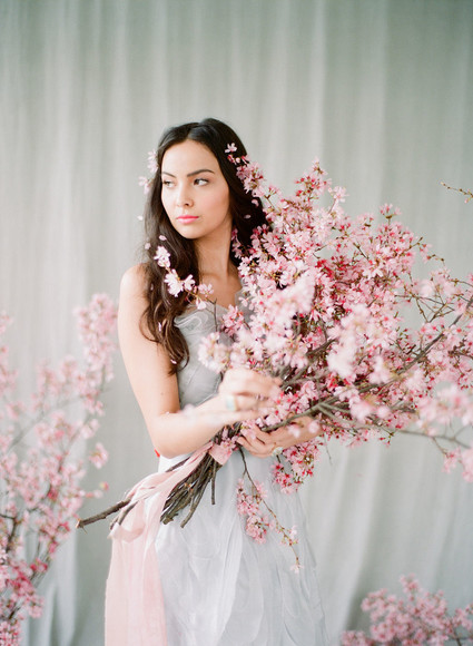 Cherry blossom bridal editorial in Charleston