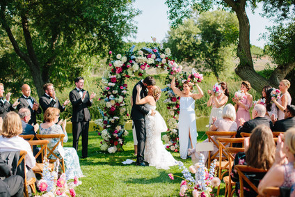 Floral wedding arbor at greengage ranch