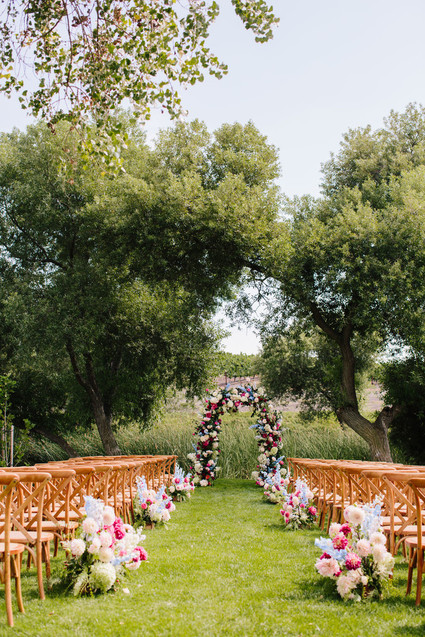Floral wedding ceremony decor at Greengate Ranch in San Luis Obispo