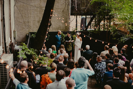 Whimsical stylish wedding in a Brooklyn brownstone