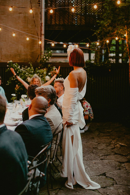 Whimsical stylish wedding in a Brooklyn brownstone