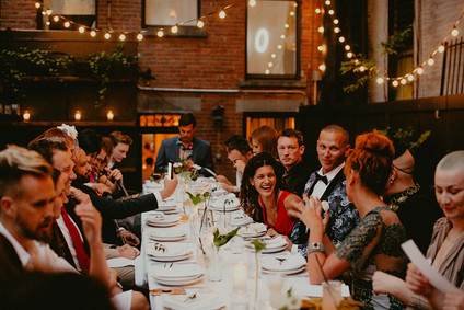 Whimsical stylish wedding in a Brooklyn brownstone