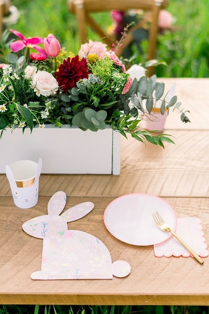 easter brunch picnic in the wildflowers