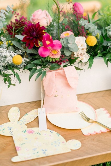 easter brunch picnic in the wildflowers