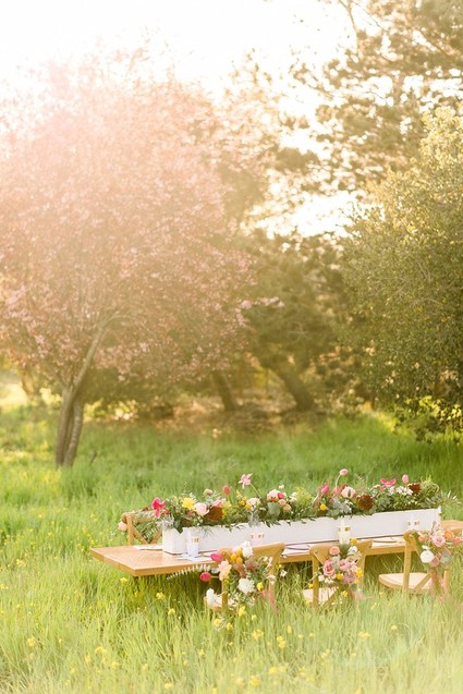 easter brunch picnic in the wildflowers