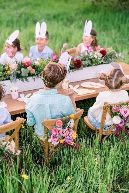 easter brunch picnic in the wildflowers