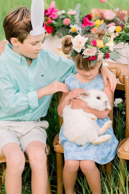 easter brunch picnic in the wildflowers