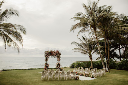 Tropical fall wedding in Thailand with rust and peachy accents