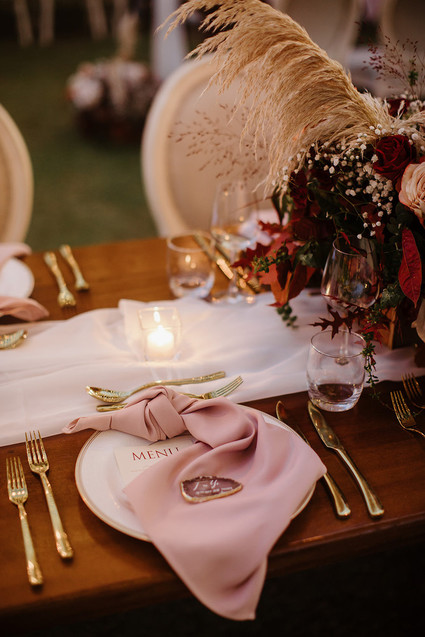 Tropical fall wedding in Thailand with rust and peachy accents