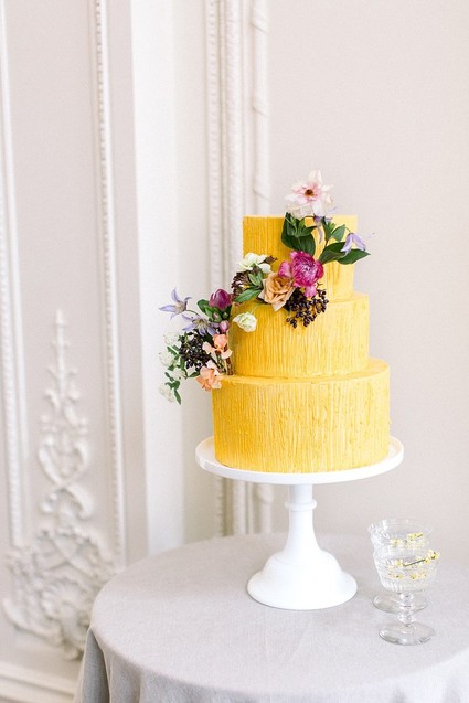 yellow floral wedding cake