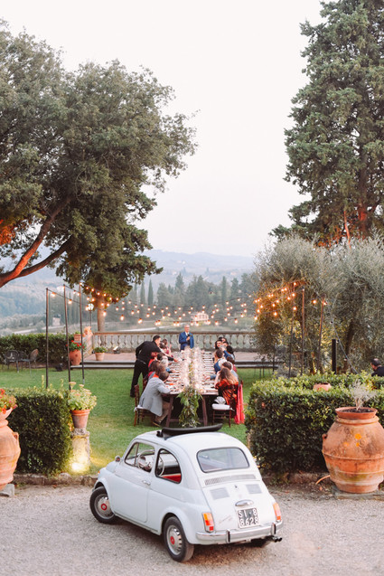 Romantic destination wedding at a pink Tuscan villa