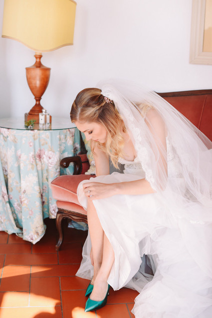 Romantic destination wedding at a pink Tuscan villa