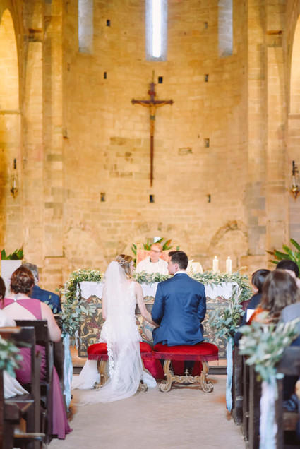 Romantic destination wedding at a pink Tuscan villa