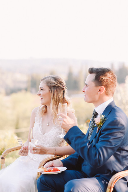 Romantic destination wedding at a pink Tuscan villa