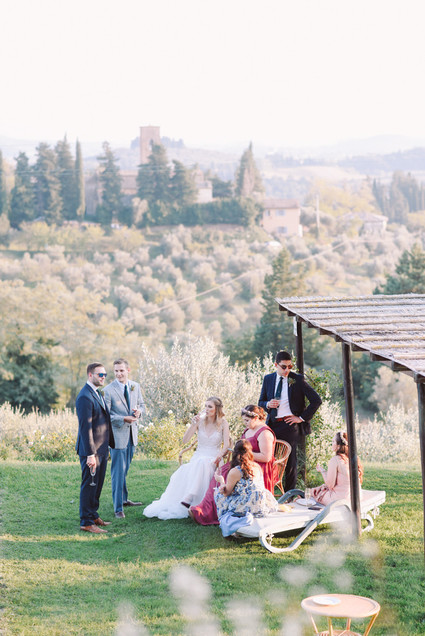 Romantic destination wedding at a pink Tuscan villa