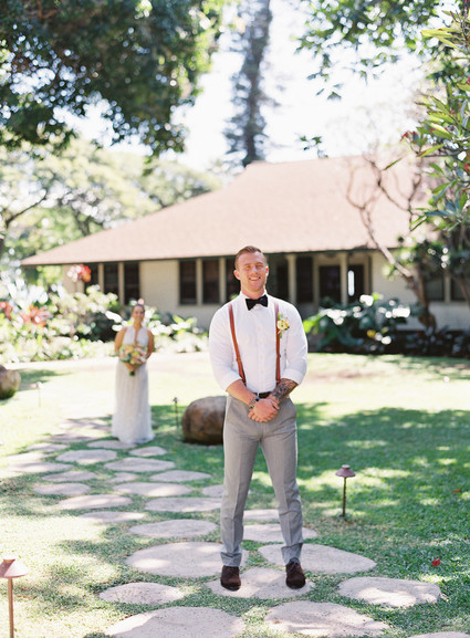 Romantic Hawaii wedding with an insanely cool dress, inspired by a Maui sunset