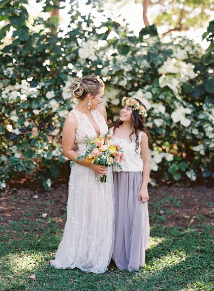 Romantic Hawaii wedding with an insanely cool dress, inspired by a Maui sunset