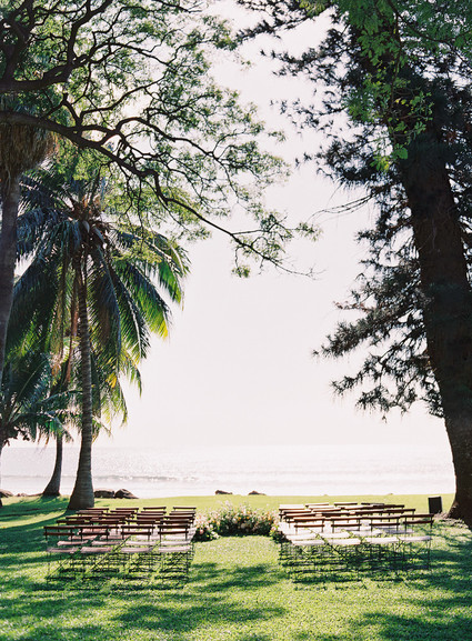 Romantic Hawaii wedding with an insanely cool dress, inspired by a Maui sunset