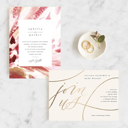 On trend invitations for 2019 weddings from Minted