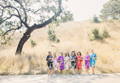 bridesmaids in floral robes Inspiration
