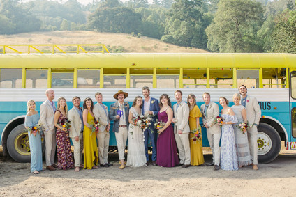 floral, colorful bohemian wedding with a Gillibus