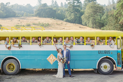 floral, colorful bohemian wedding with a Gillibus