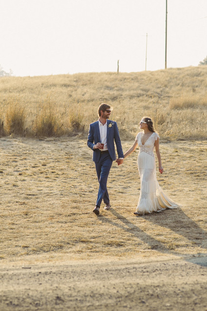 beautifully rustic Anderson Valley wedding with a hippie bus and floral mandala