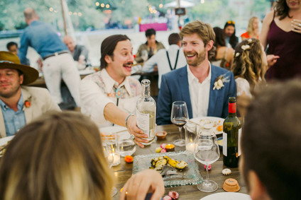 beautifully rustic Anderson Valley wedding with a hippie bus and floral mandala