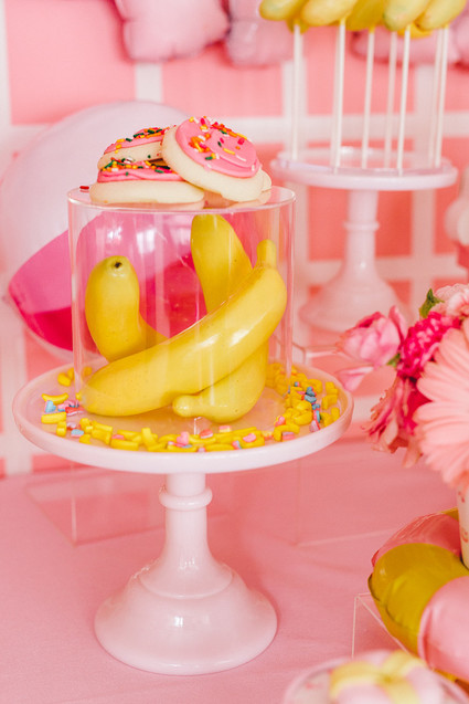 Pink and yellow Museum of Ice Cream themed first birthday party Inspiration