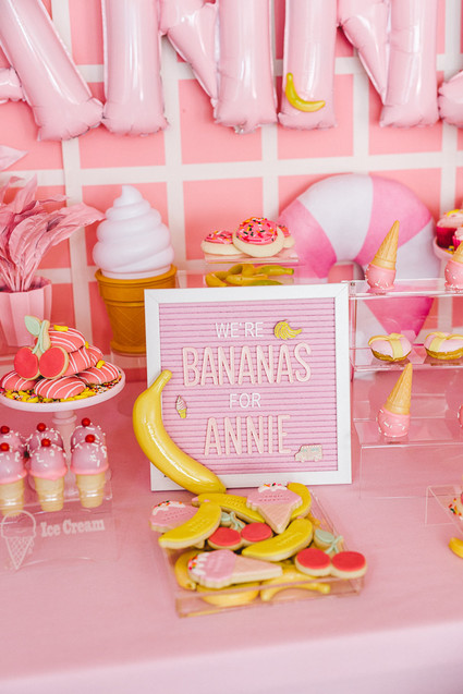 Pink and yellow Museum of Ice Cream themed first birthday party