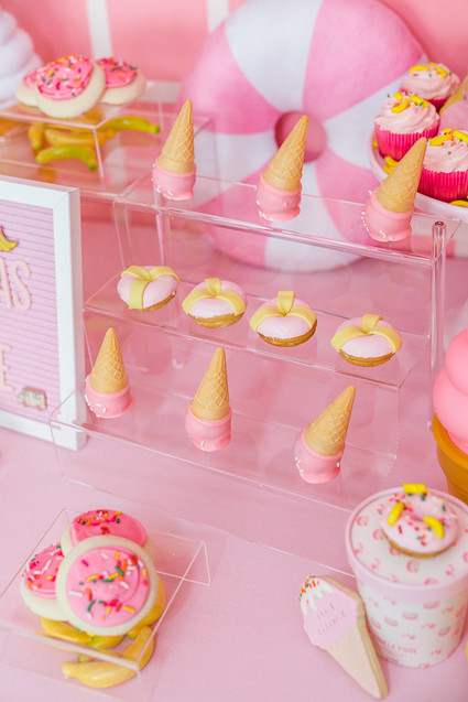 Pink and yellow Museum of Ice Cream themed first birthday party Inspiration