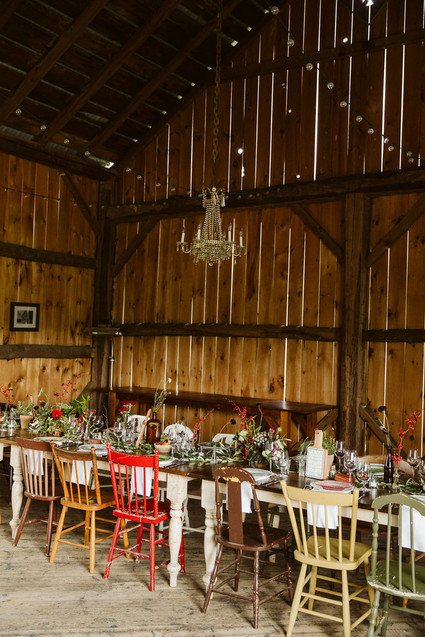 vintage rustic barn wedding reception